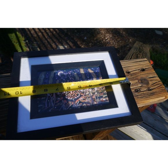 Framed Happy Art Print By Vermont Artist Kimberlee Forney "Around The Campfire - Picture 7 of 9